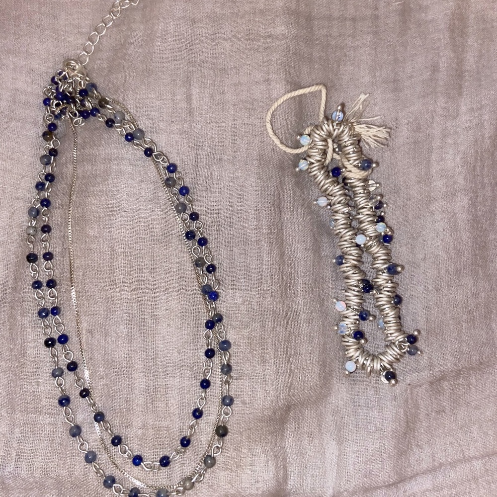 silver necklace and bracelet set